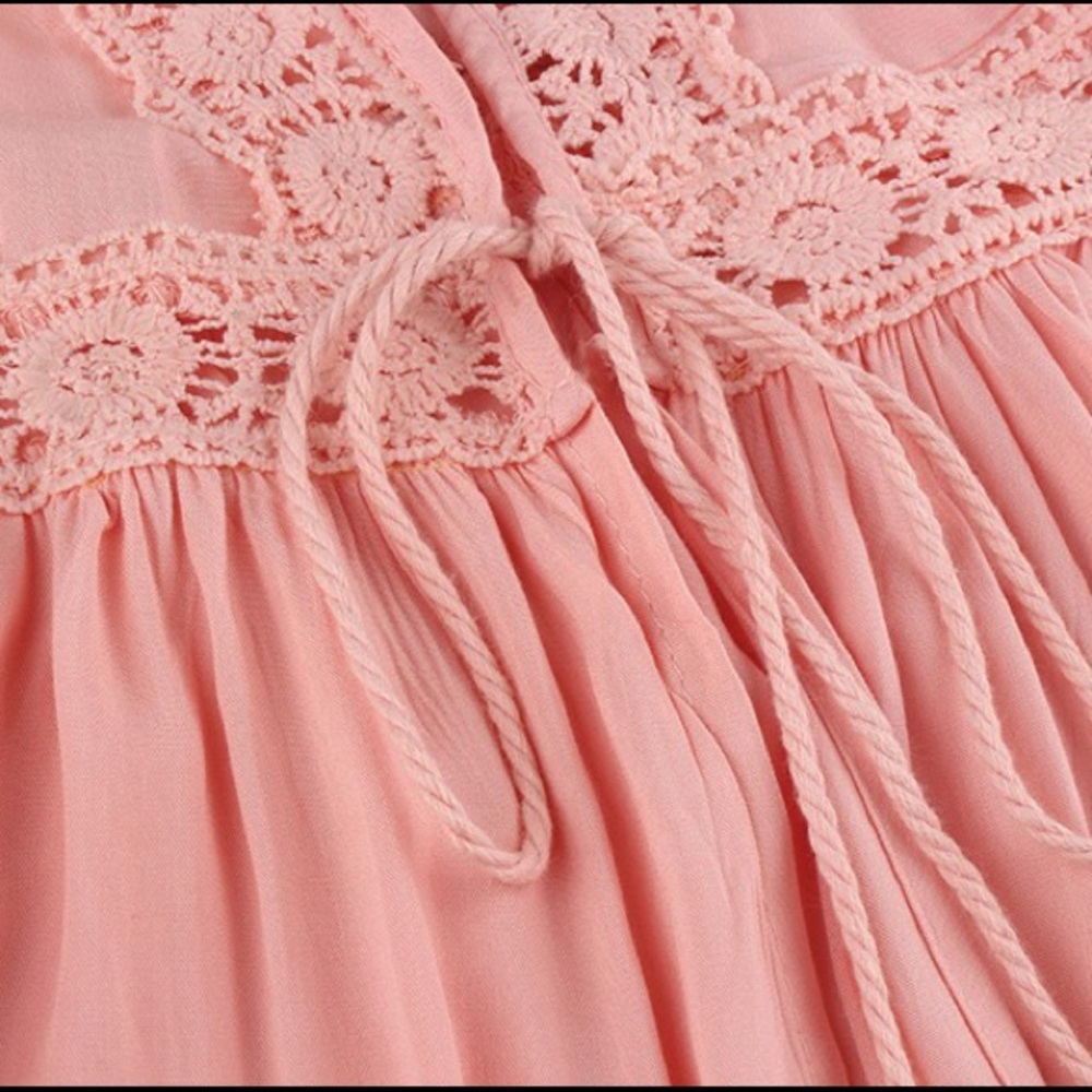 πΊ Pink Sheer Bikini CoverUp Kimono Dress - Picture 7 of 7